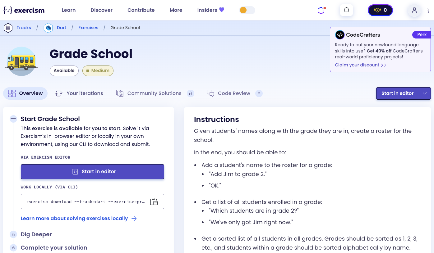 Grade School Exercise