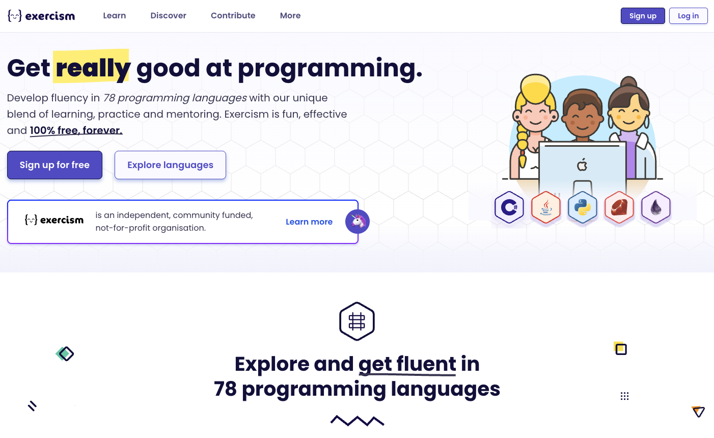 Exercism landing page