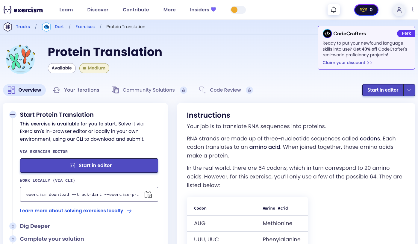 Protein Translation Exercise